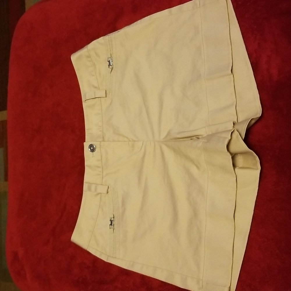 WHBM khaki shorts, silver hardware